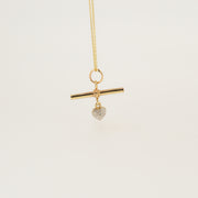 T Bar Diamond Heart Gold Necklace