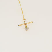 T Bar Diamond Heart Gold Necklace