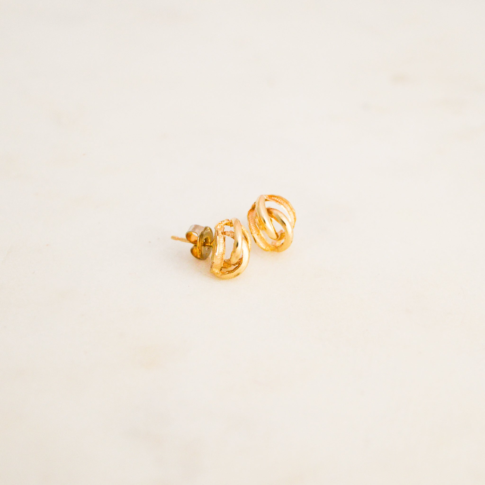 Vintage Knot Gold Stud Earrings