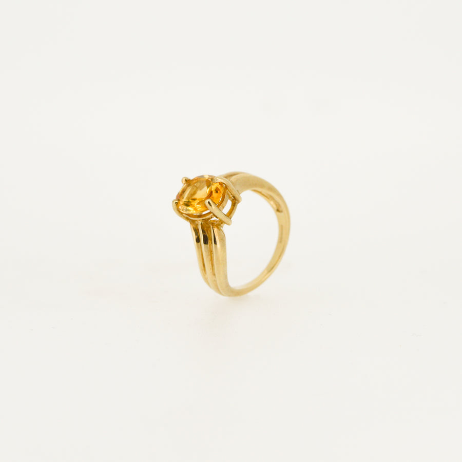 Noughties 9ct Gold Citrine Wave Vintage Ring