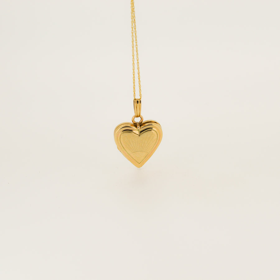 Sixties Heart Gold Locket Necklace