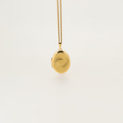 Patterned Oval Gold Locket Necklace