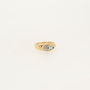 90's Blue Topaz, Diamond and 9ct Gold Vintage Ring