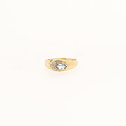 90's Blue Topaz, Diamond and 9ct Gold Vintage Ring