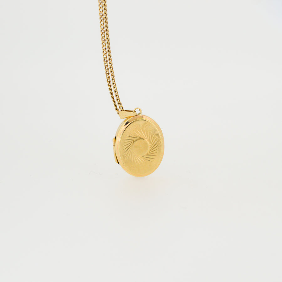 Patterned Oval Gold Locket Necklace
