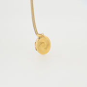 Patterned Oval Gold Locket Necklace