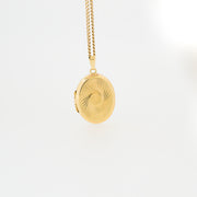 Patterned Oval Gold Locket Necklace