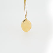 Patterned Oval Gold Locket Necklace