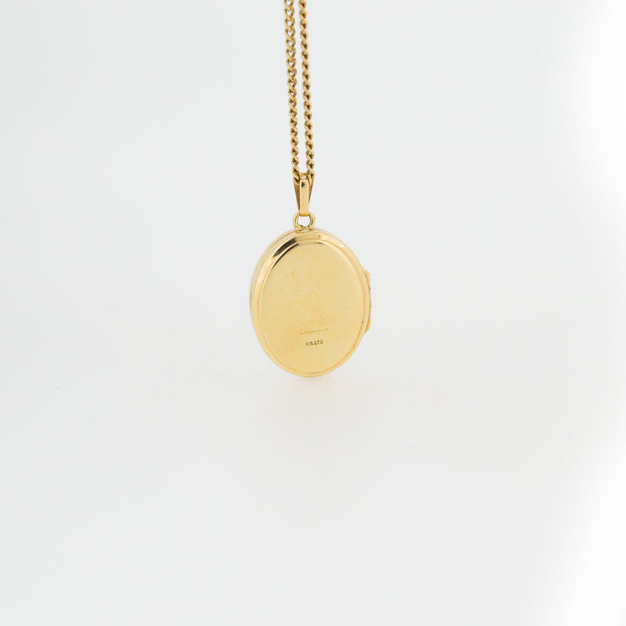 Patterned Oval Gold Locket Necklace