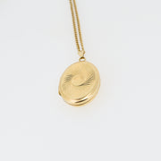 Patterned Oval Gold Locket Necklace