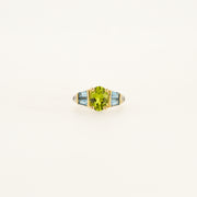 Noughties 9ct Gold Peridot, Topaz And Diamond Vintage Ring