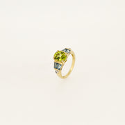 Noughties 9ct Gold Peridot, Topaz And Diamond Vintage Ring