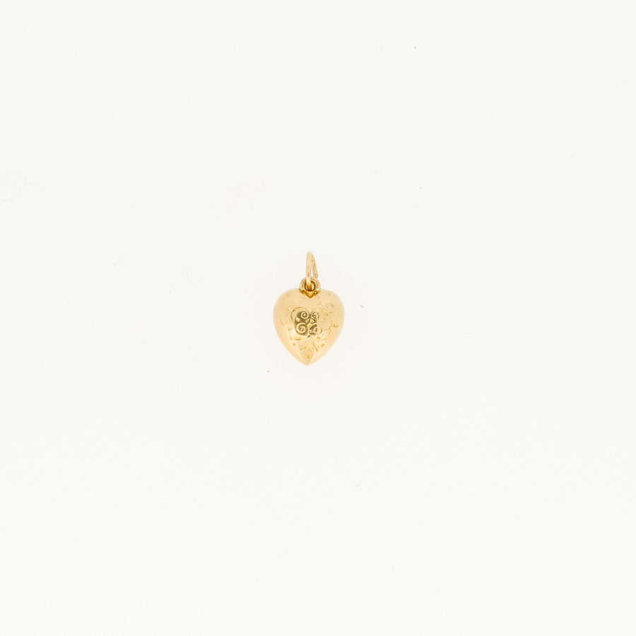 Engraved Puff Heart 9ct Gold Charm