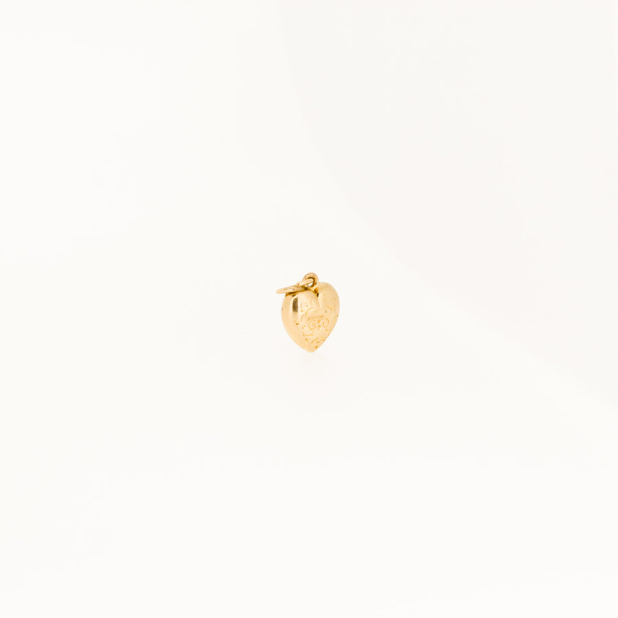 Engraved Puff Heart 9ct Gold Charm