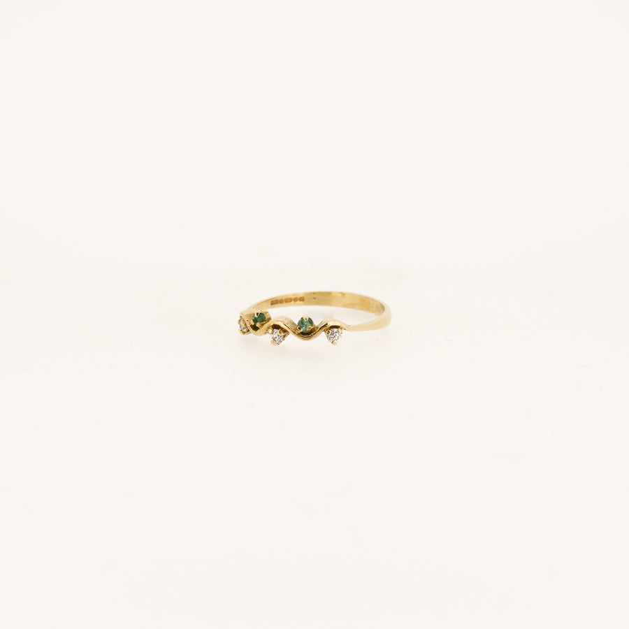 Emerald and Diamond 9ct Gold Wedding Ring
