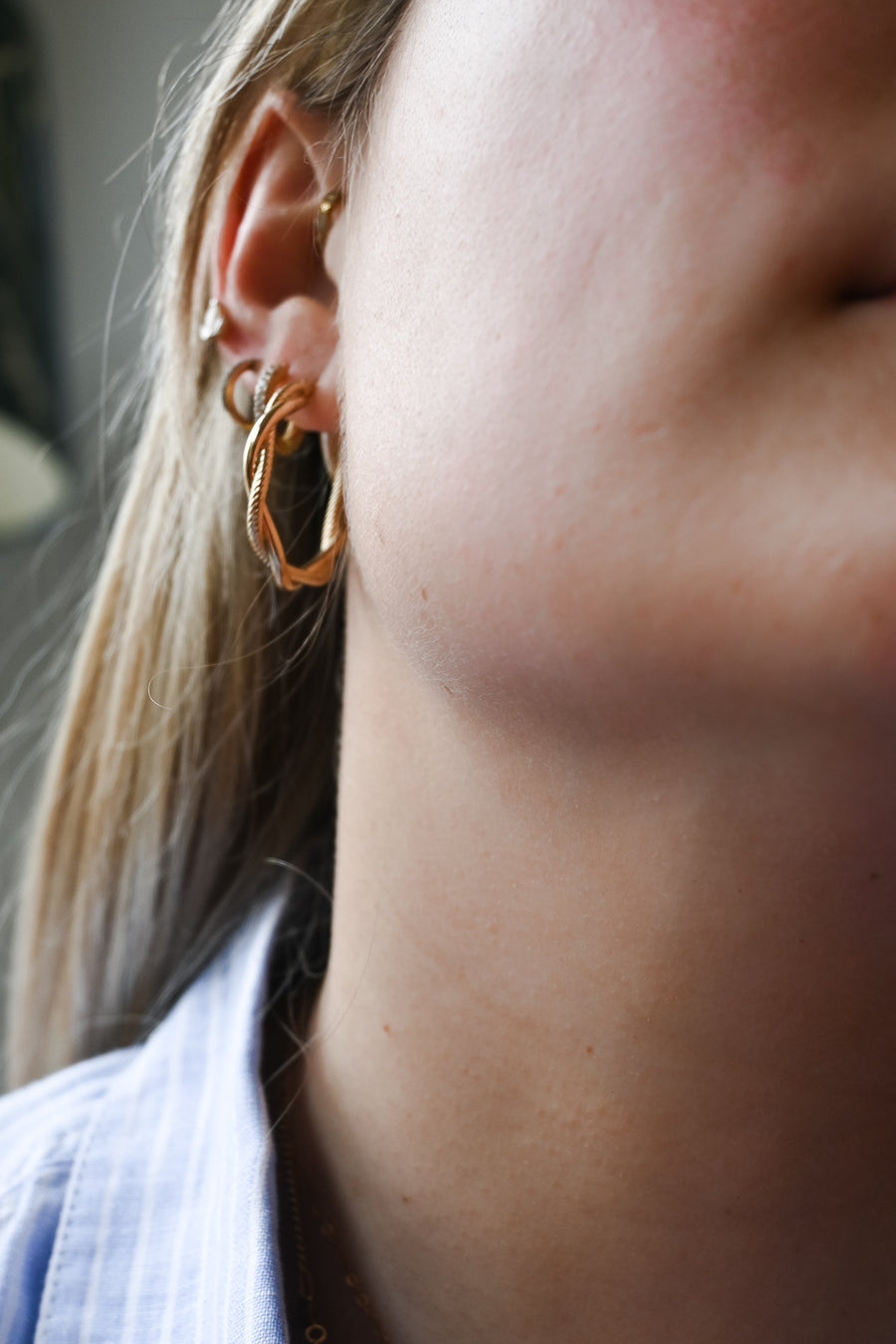 Twisted Rope Large Gold Hoops - 30mm
