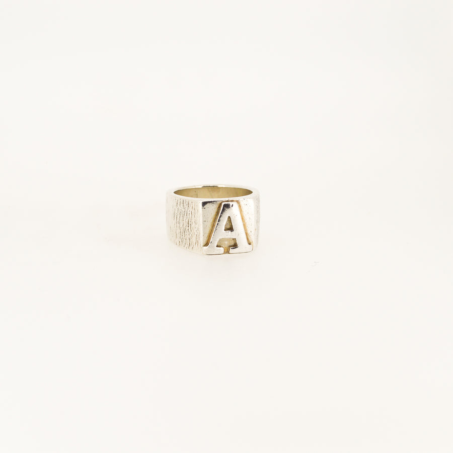 Vintage Sterling Silver Chunky 'A' Ring