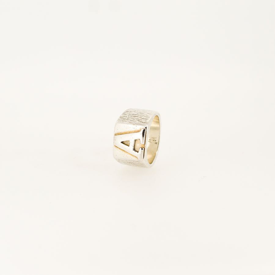 Vintage Sterling Silver Chunky 'A' Ring