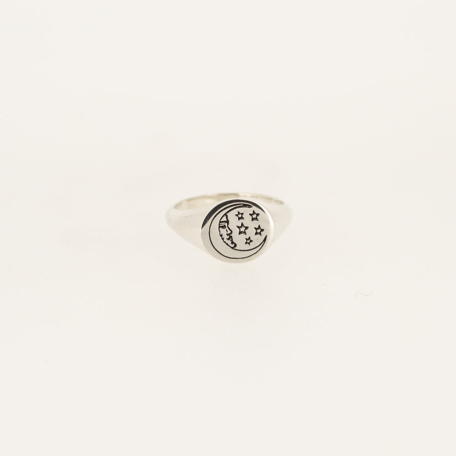 Sterling Silver Moon Signet Ring