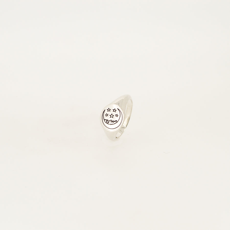 Sterling Silver Moon Signet Ring