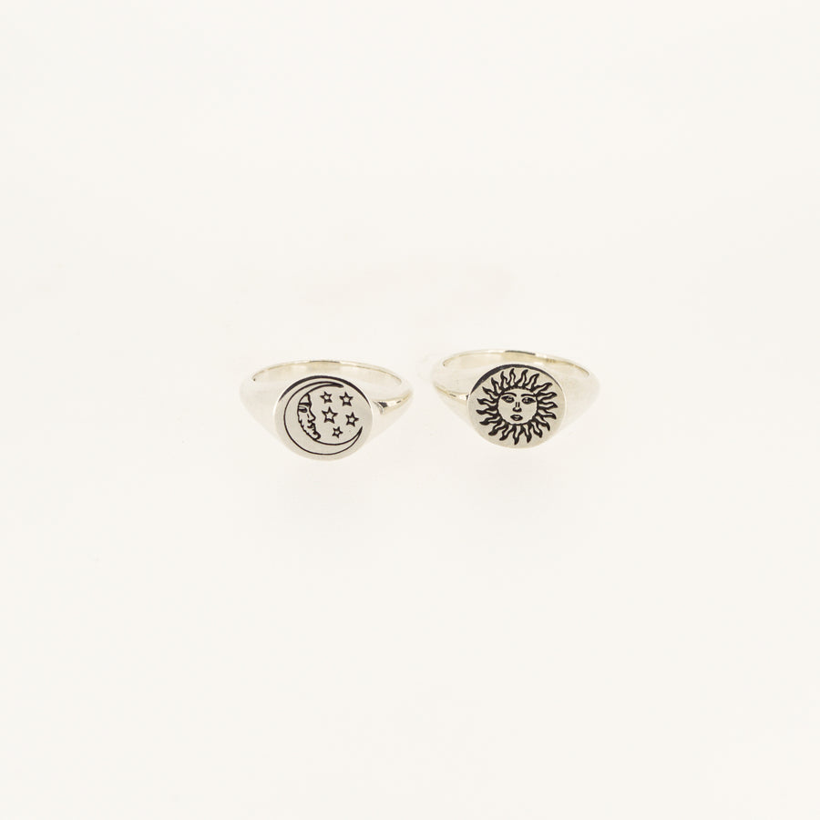 Sterling Silver Sun Signet Ring