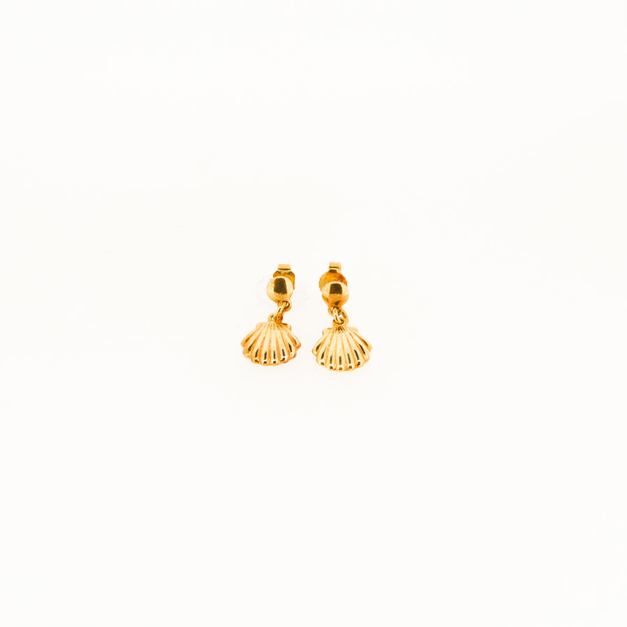 18ct Gold Shell Drop Earrings