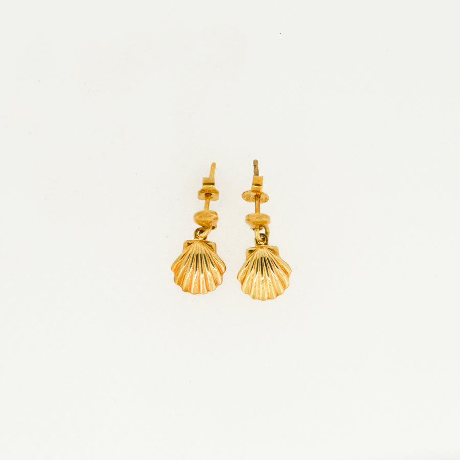 18ct Gold Shell Drop Earrings