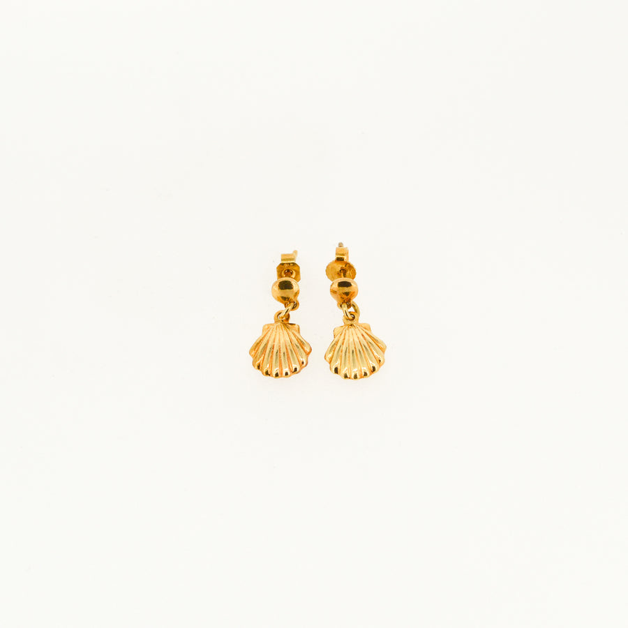 18ct Gold Shell Drop Earrings