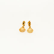 18ct Gold Shell Drop Earrings