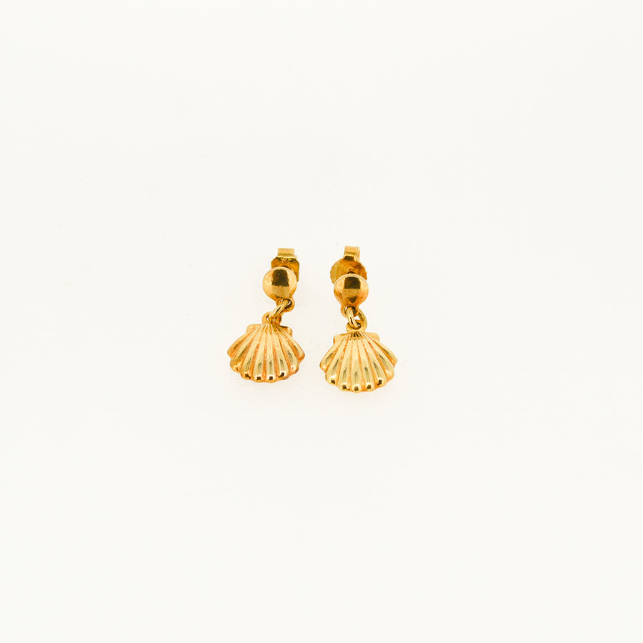 18ct Gold Shell Drop Earrings