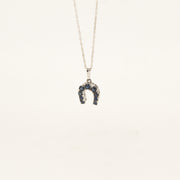 Sapphire and White Gold Horseshoe Necklace