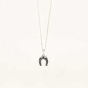 Sapphire and White Gold Horseshoe Necklace