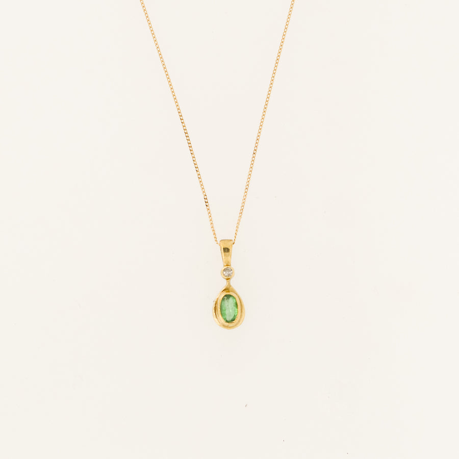 Emerald and Diamond 9ct Gold May Birthstone Necklace