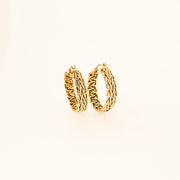 9ct Gold Woven Hoops - 21mm