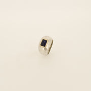 Modernist Sterling Silver and 14ct Yellow Gold Sapphire Ring