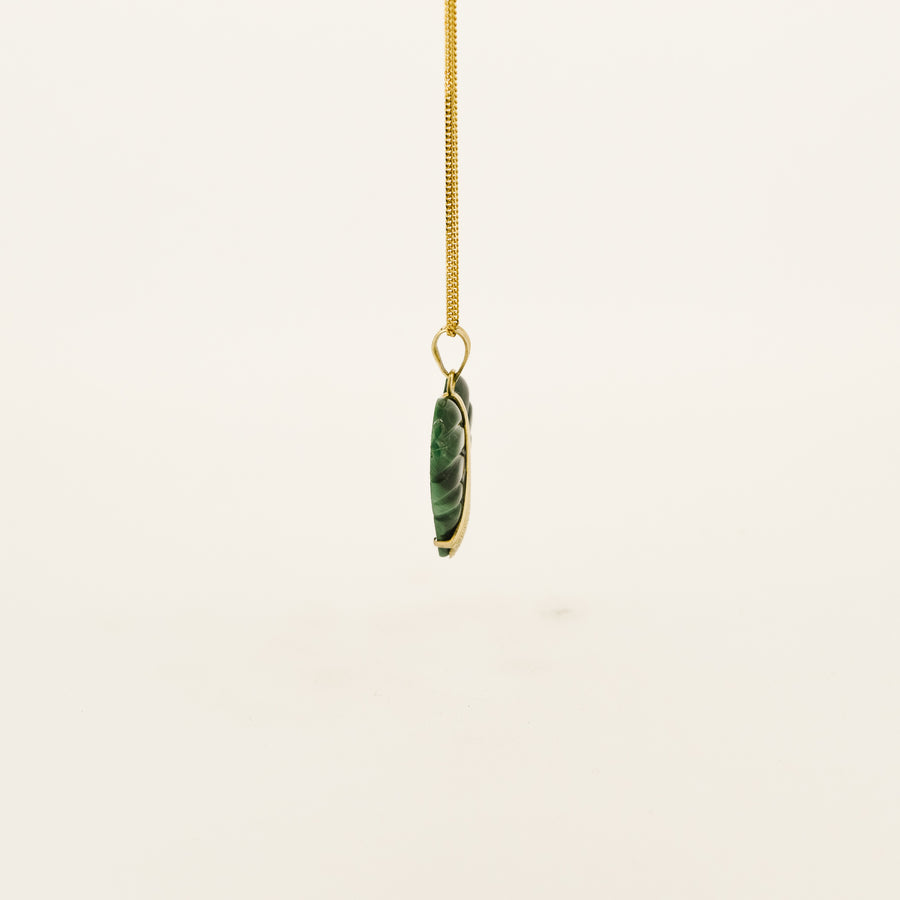 Seventies 18ct Gold Malachite Heart Necklace