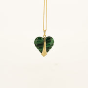 Seventies 18ct Gold Malachite Heart Necklace