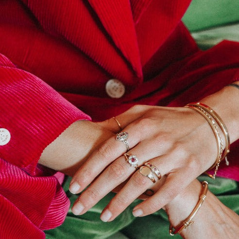 Ruby and Diamond Cluster Ring