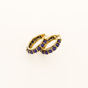 9ct Gold Lapis Lazuli Hoop Earrings