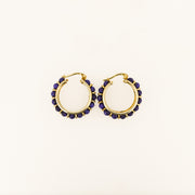 9ct Gold Lapis Lazuli Hoop Earrings