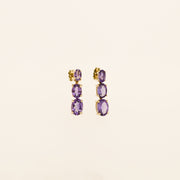 10ct Gold Amethyst Trilogy Drop Earrings