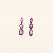 10ct Gold Amethyst Trilogy Drop Earrings