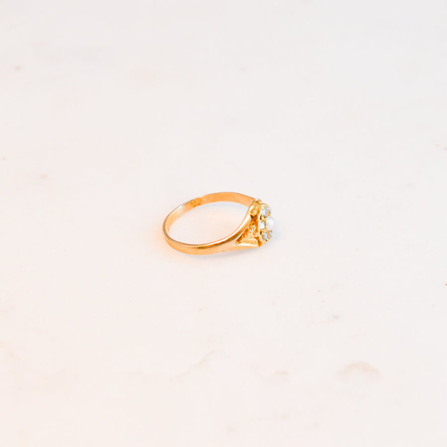 Edwardian Pearl and Diamond Ring