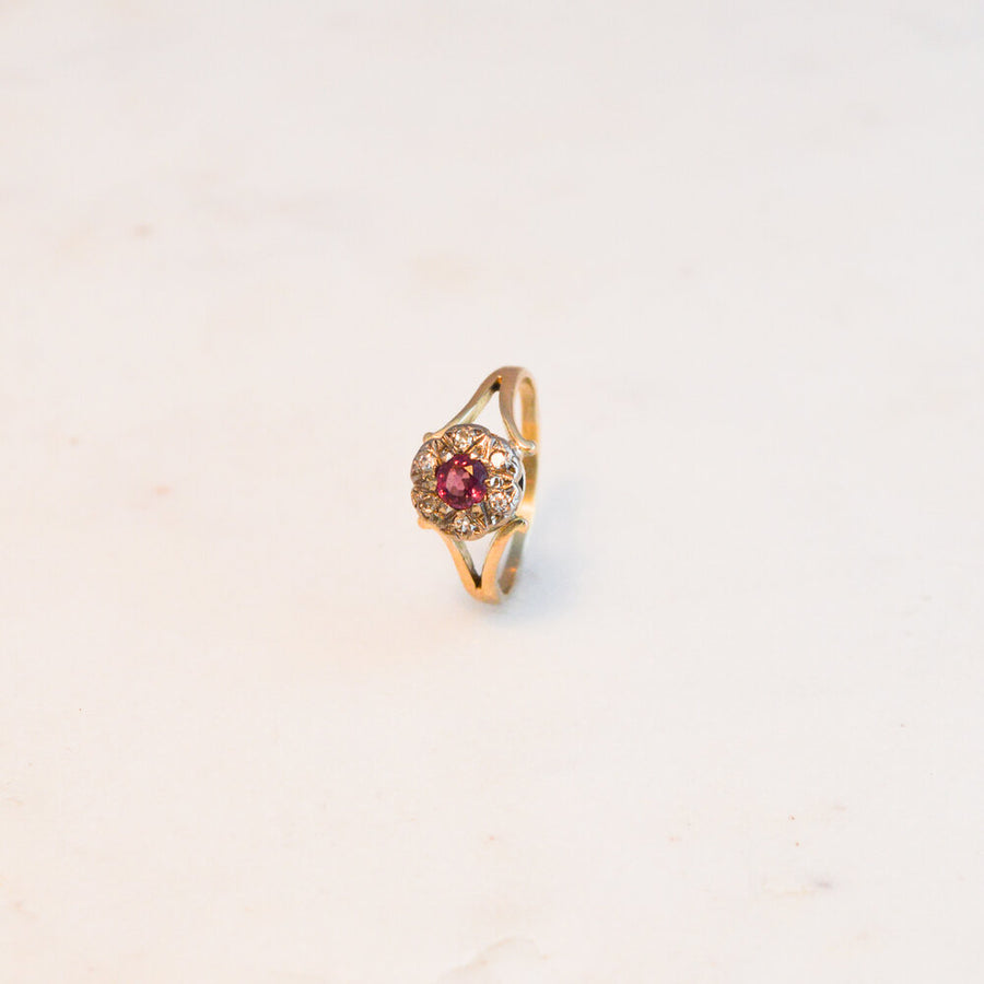 Ruby and Diamond Cluster Ring