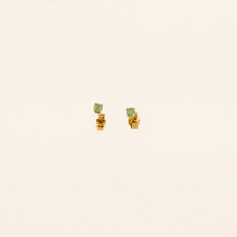 9ct Gold Emerald Solitaire Stud Earrings