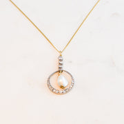 Art Deco Diamond and Pearl Drop Necklace