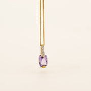 9ct Gold Amethyst And Diamond Necklace