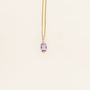 9ct Gold Amethyst And Diamond Necklace