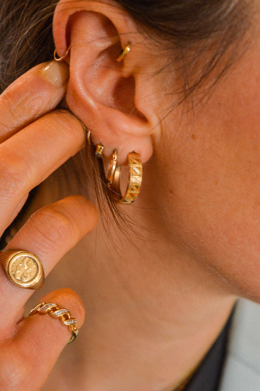 1980s Geometric Hoop Earrings 20mm – PI London