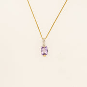 9ct Gold Amethyst And Diamond Necklace
